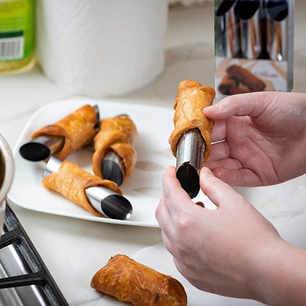 Danish Pancake Pan - Formas de metal para cannoli, 6