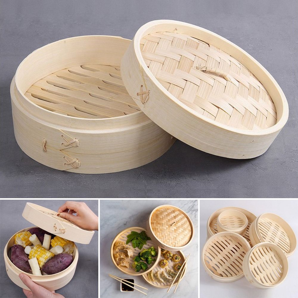 Bao Steamer Bamboo - Cesto de Bambu para Cozinhar Dim